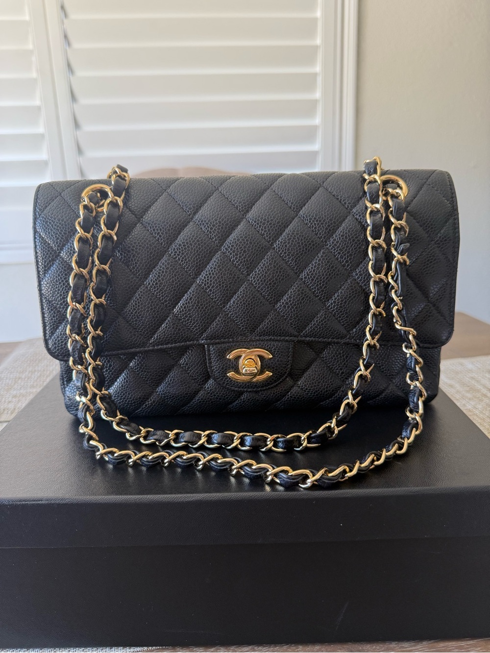 CHANEL Black Quilted Medium Caviar Shoulder Bag with Gold CC Hardware - Picture 2 of 14